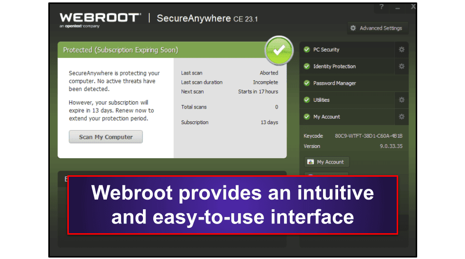 Webroot Ease of Use and Setup