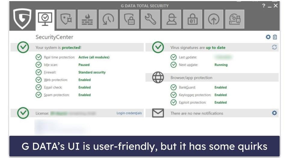 G DATA Ease of Use &amp; Setup — Easy to Install, but the User Interface Can Be Unintuitive