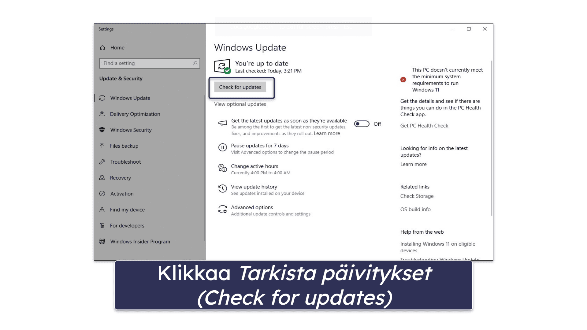 Kuinka päivittää Windows 10