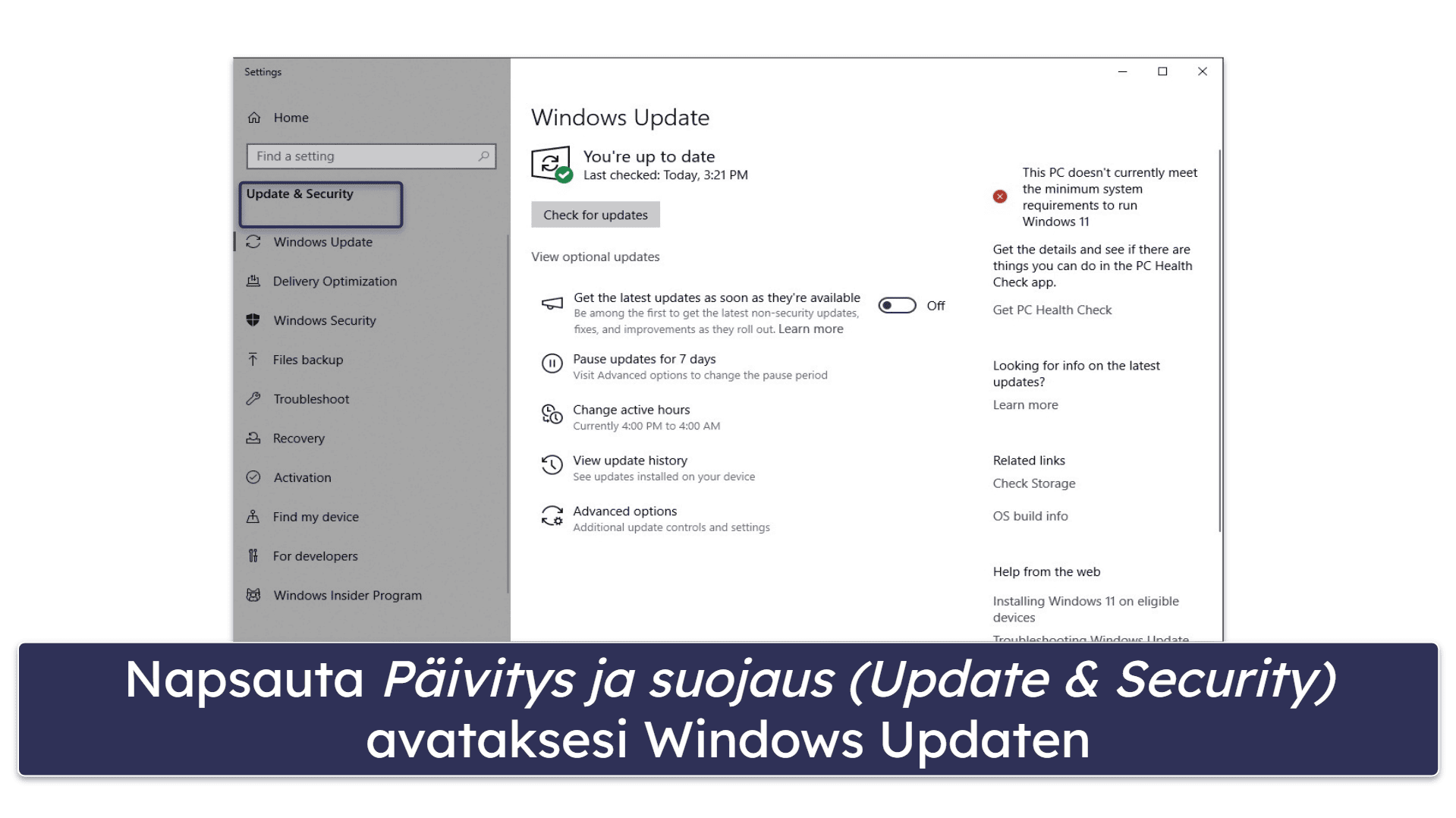 Kuinka päivittää Windows 10