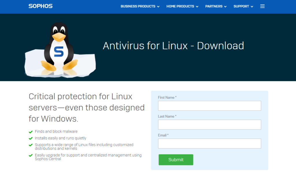4. Sophos Antivirus for Linux — Najlepszy dla serwerów plików (dla domu + dla biznesu)