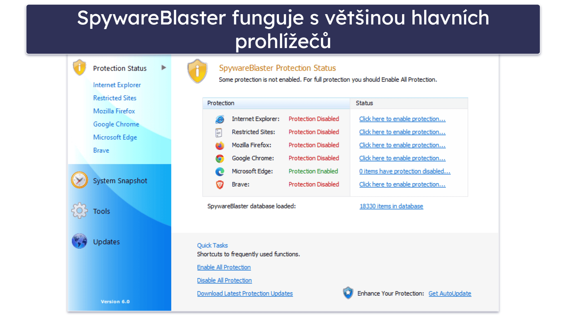 Bonus. SpywareBlaster – Nejlepší pro dodatečnou ochranu při procházení