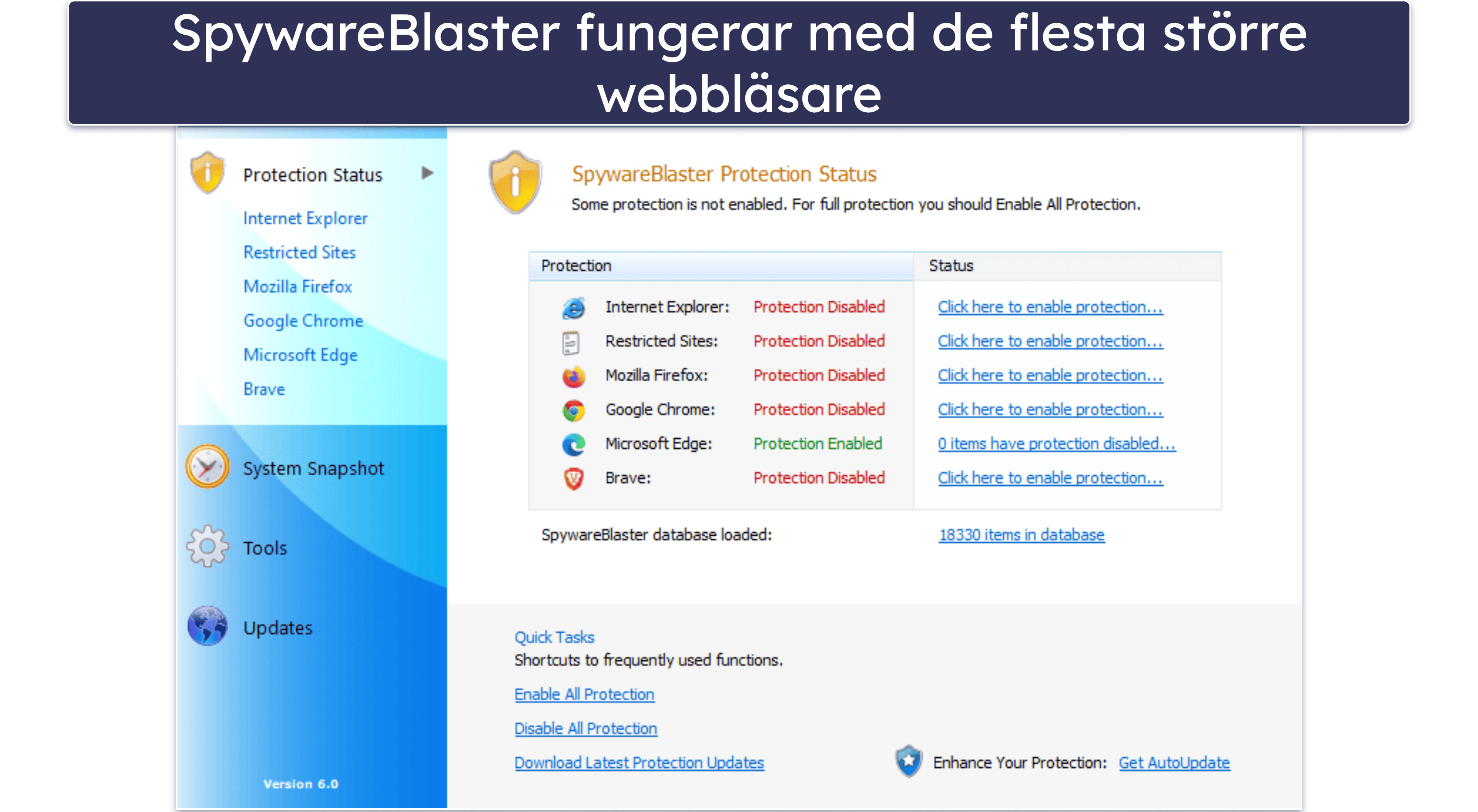 Bonus. SpywareBlaster — Bäst för ytterligare webbsäkerhet
