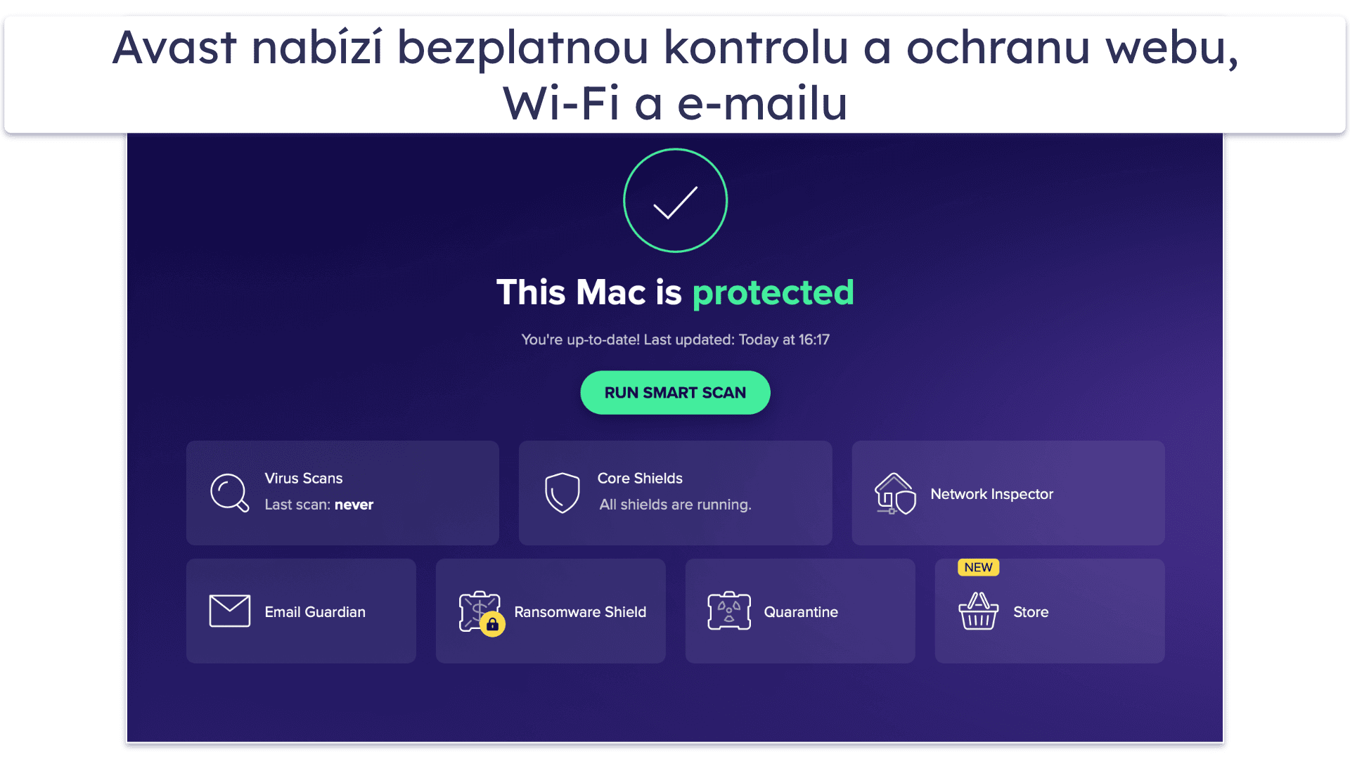 6. Avast Free Antivirus pro Mac — Základní ochrana v reálném čase, webová a e-mailová ochrana