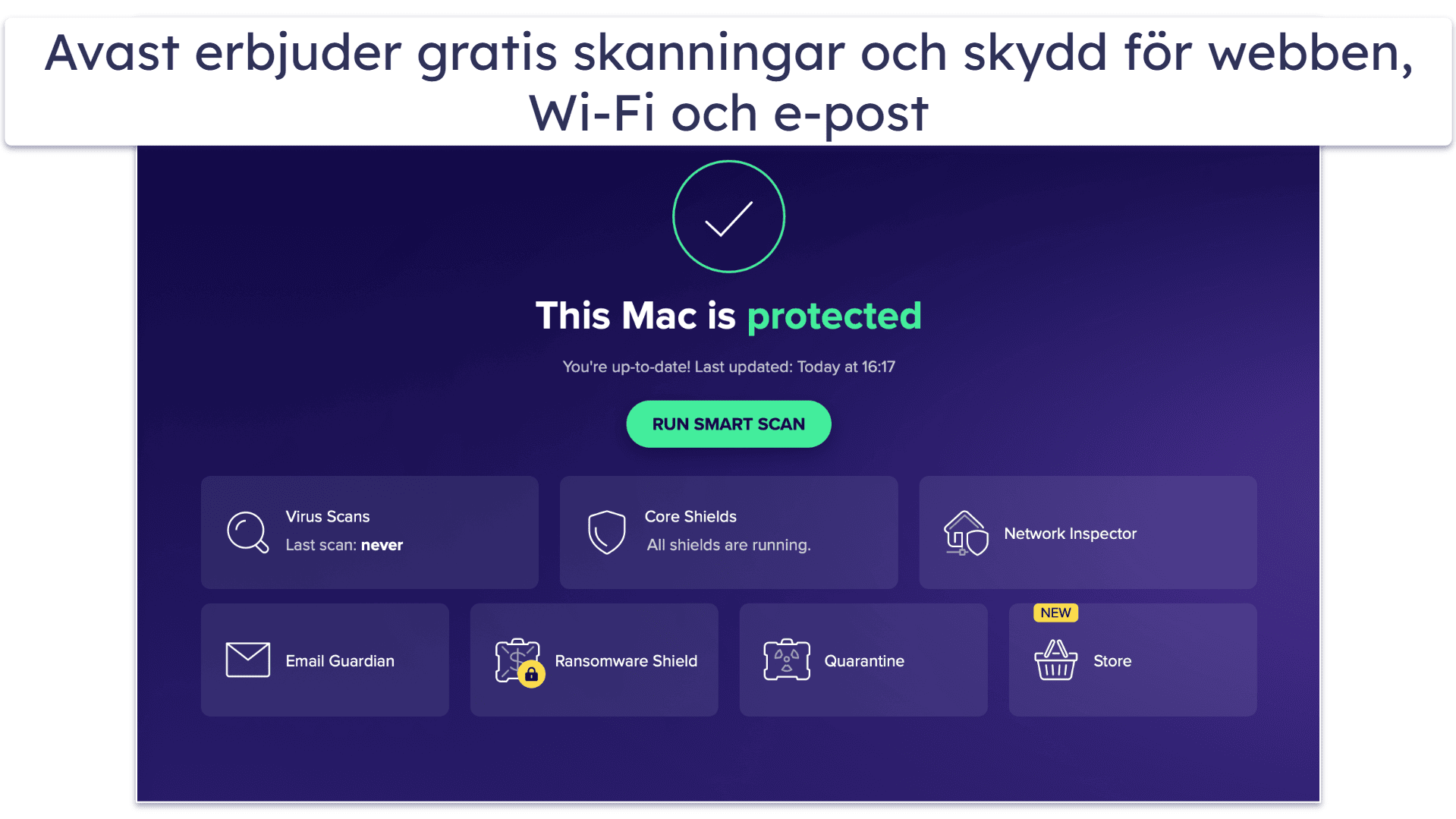 6. Avast Free Antivirus för Mac: Grundläggande realtidsskydd, web- och e-postskydd