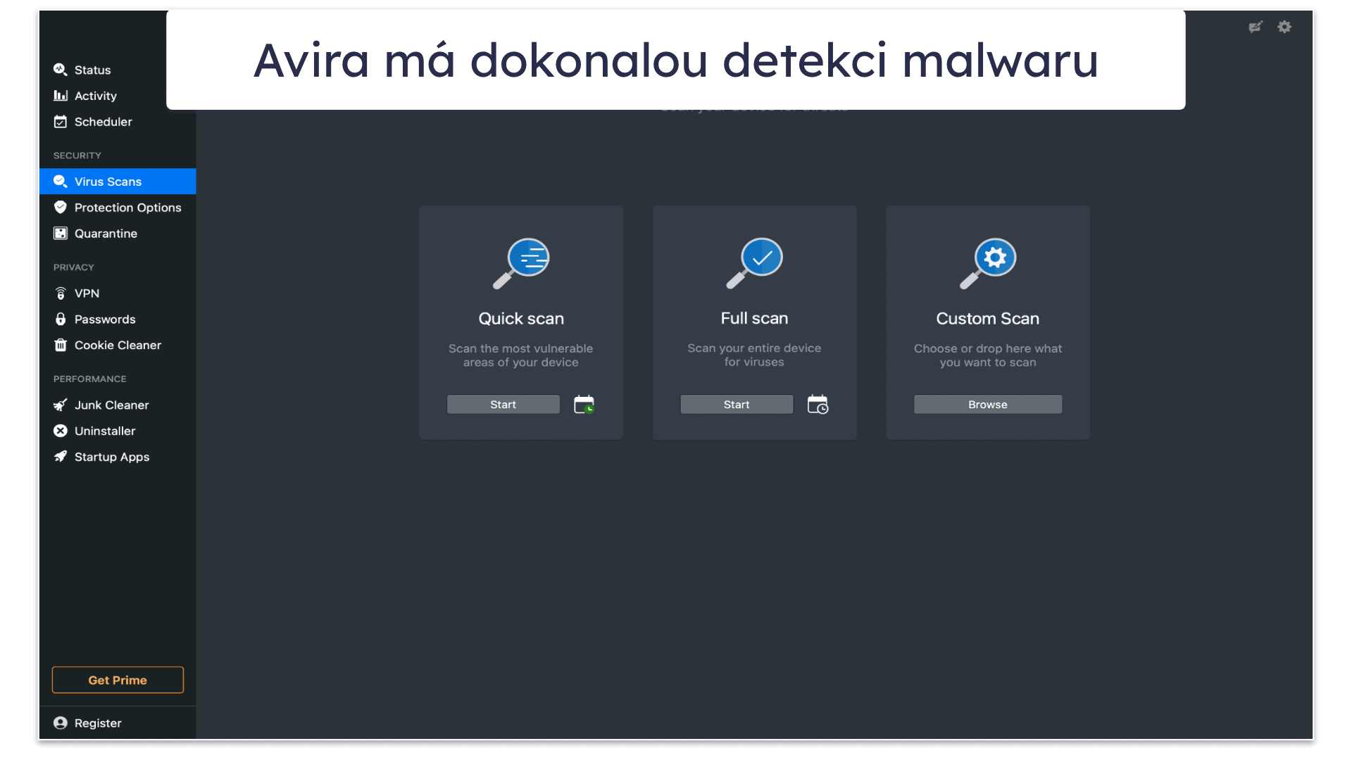5. Avira Free Security pro Mac — Pokročilý antivirový skener + solidní bezplatné doplňky