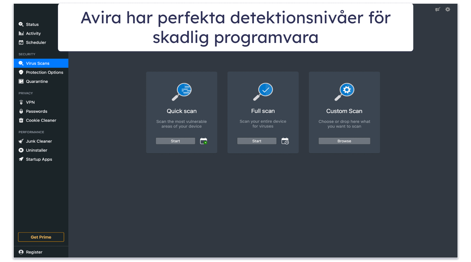 5. Avira Free Security för Mac: Avancerad virusskanner + Bra gratisextrafunktioner