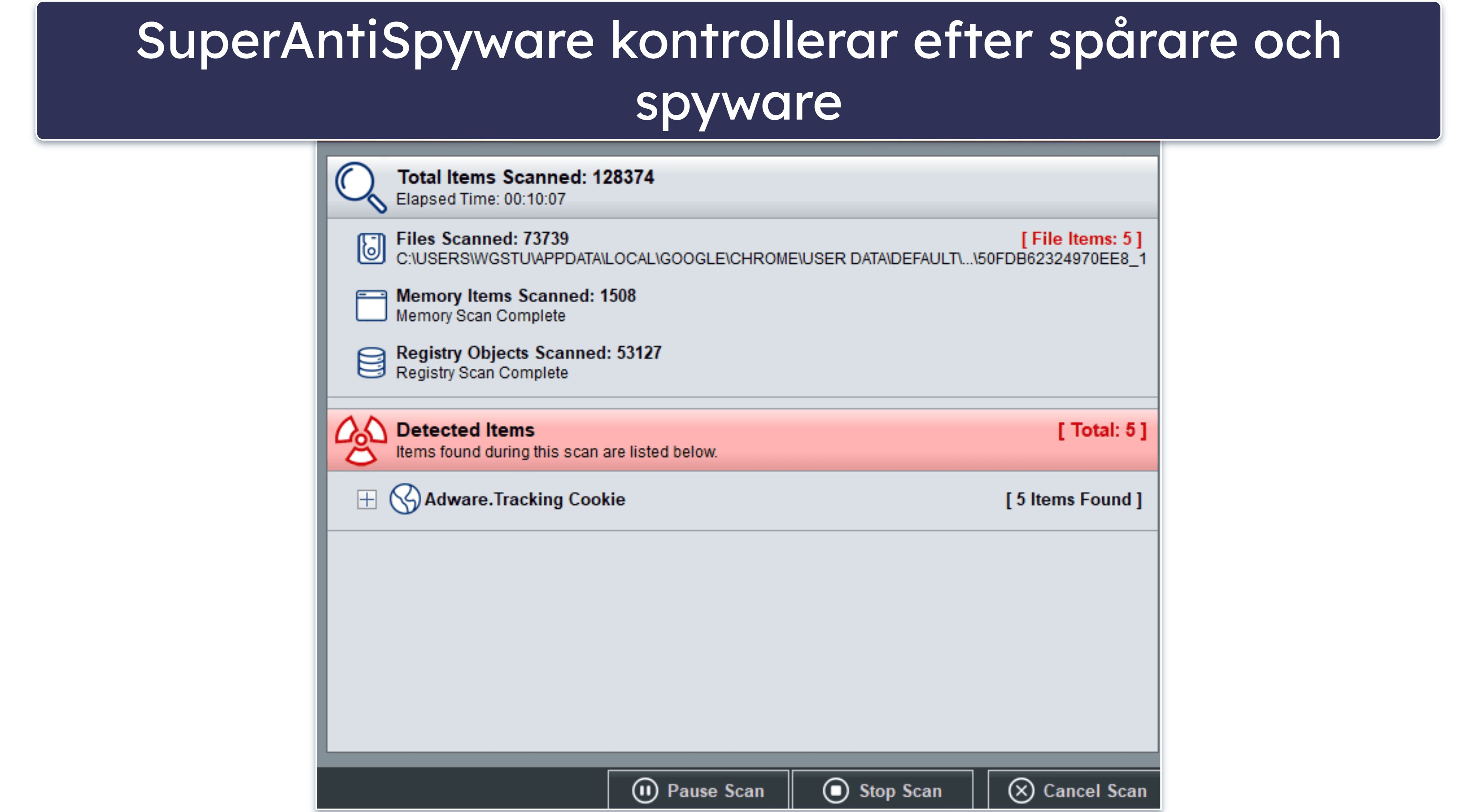 10. SUPERAntiSpyware — Bäst för ytterligare spyware-skydd