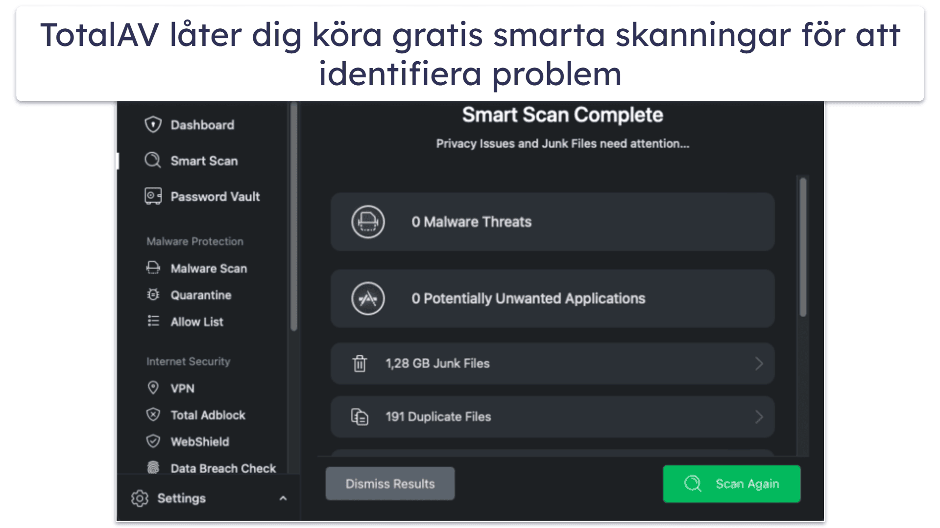 2.🥈 TotalAV Free for Mac: Bra antivirus-scanner med en 7 dagars gratis testversion av Premium