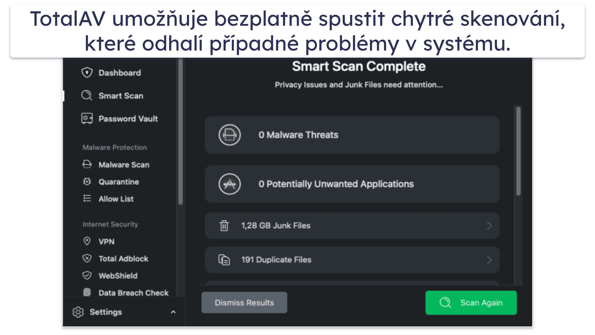 2.🥈 TotalAV Free for Mac — Kvalitní antivirus se 7denní bezplatnou zkušební verzí Premium