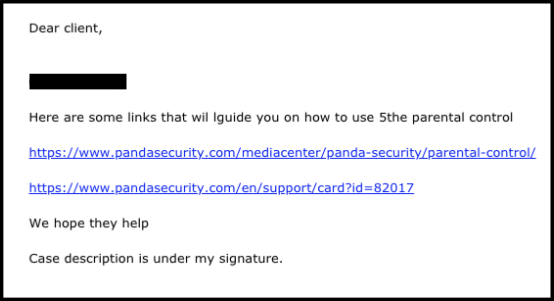 Asistența pentru clienți oferită de Panda Security