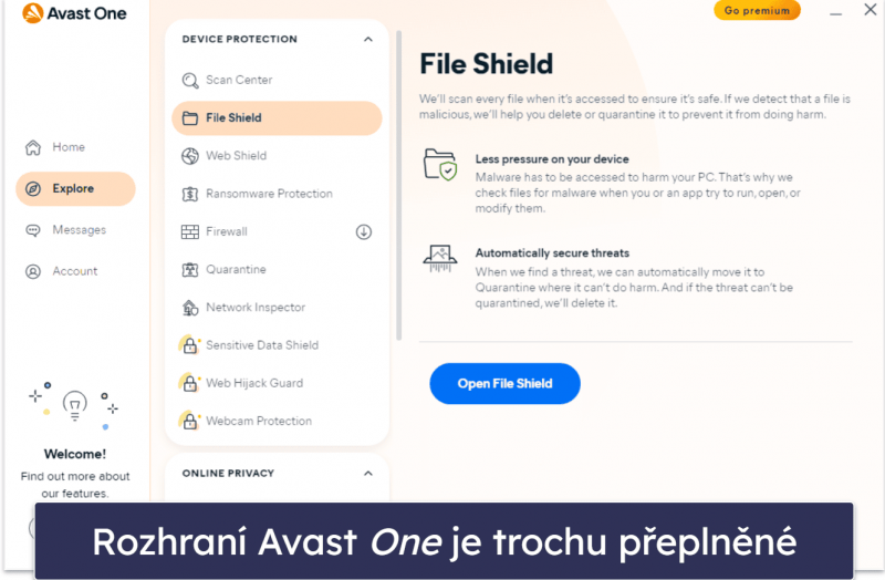 5. Avast One Essential – Efektivní antivirus s pěknými nástroji pro ochranu soukromí