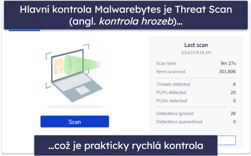 8. Malwarebytes Free – Minimalistická antivirová kontrola