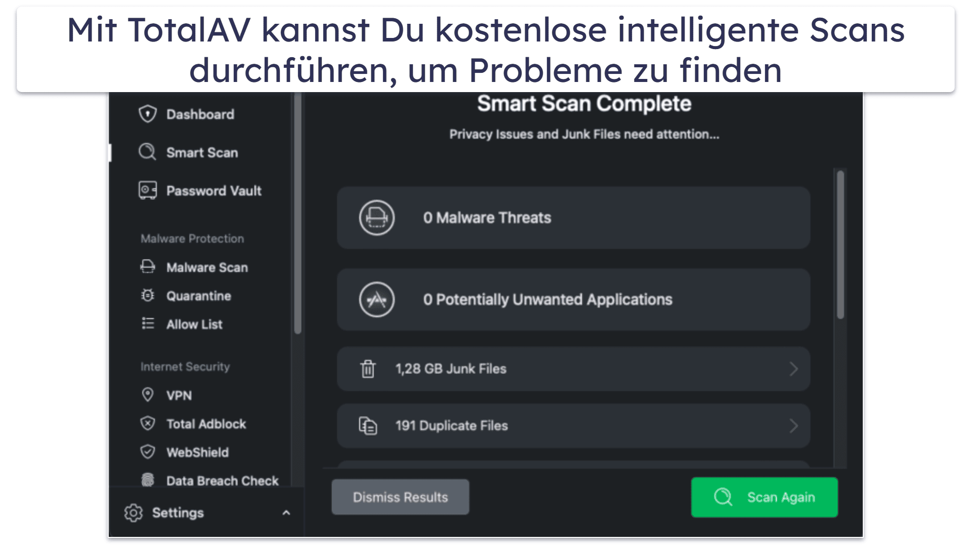 2.🥈 TotalAV: kostenlos für Mac: guter Antivirus-Scanner mit einer 7-tägigen kostenlosen Testversion von Premium