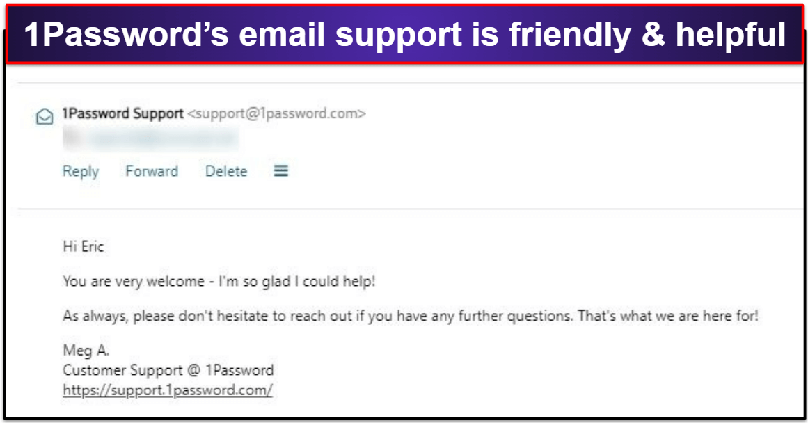 1Password Customer Support