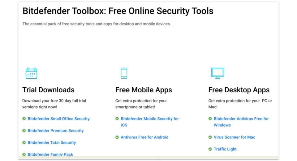 🥉3. Bitdefender Toolbox — Download Free Tools to Protect All Kinds of Devices