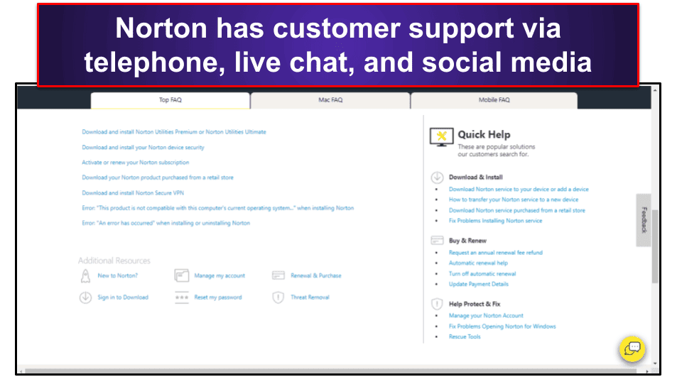 Norton 360 Customer Support
