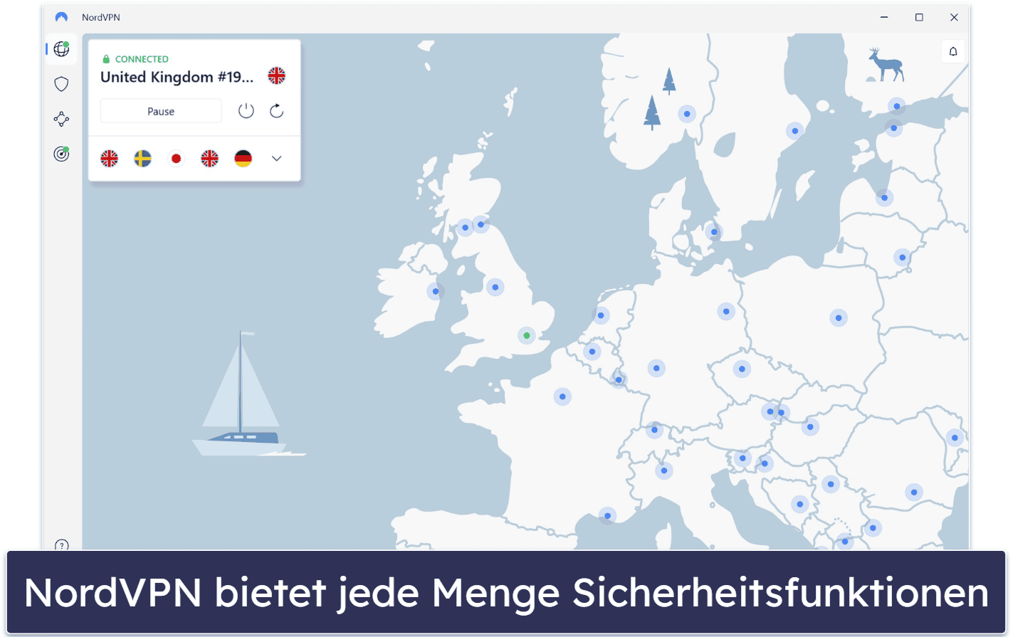🥈2. NordVPN — Sehr sicheres VPN mit kostenlosem integriertem Malware-Schutz