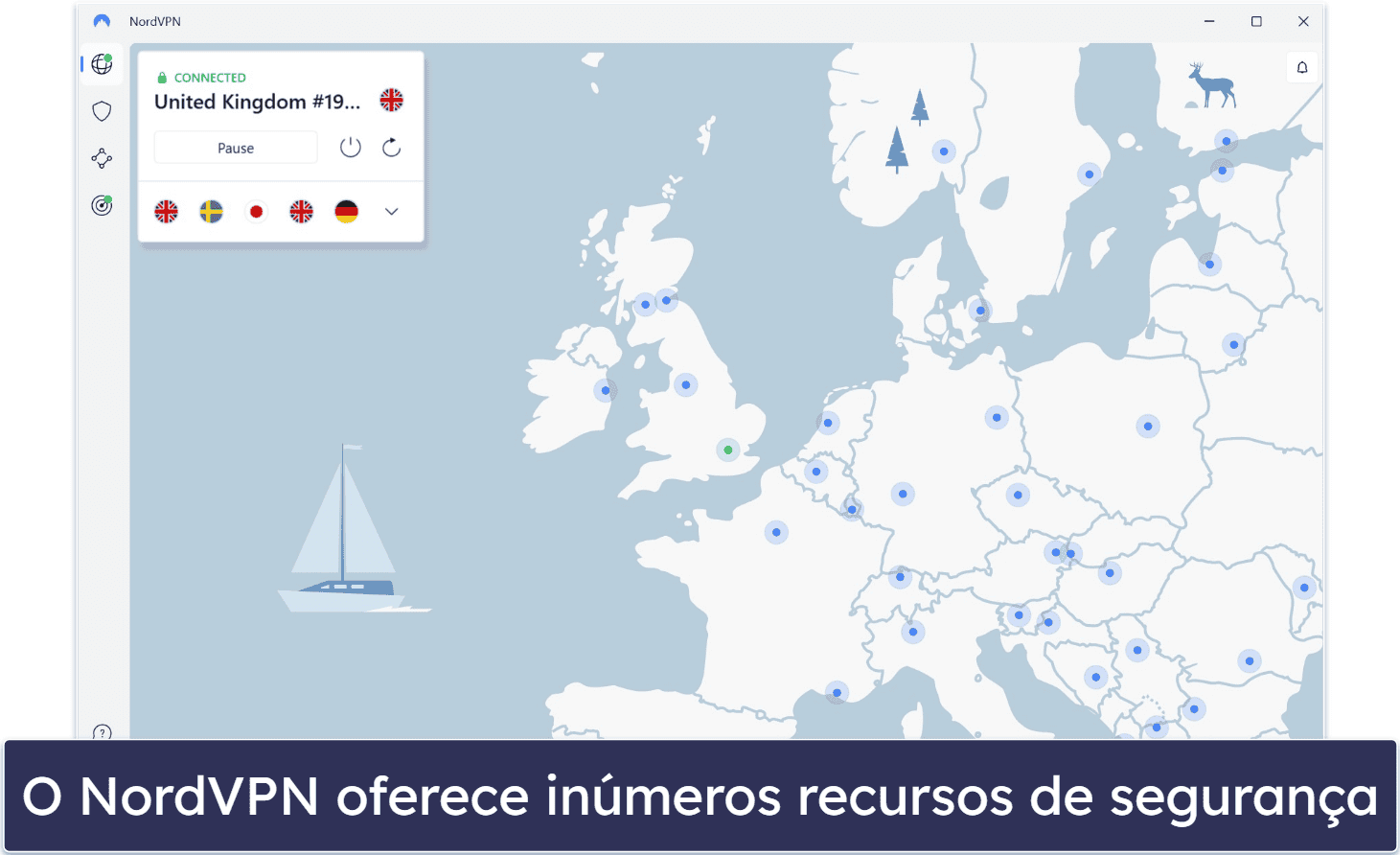 🥈2. NordVPN — VPN altamente segura com proteção antimalware grátis integrada