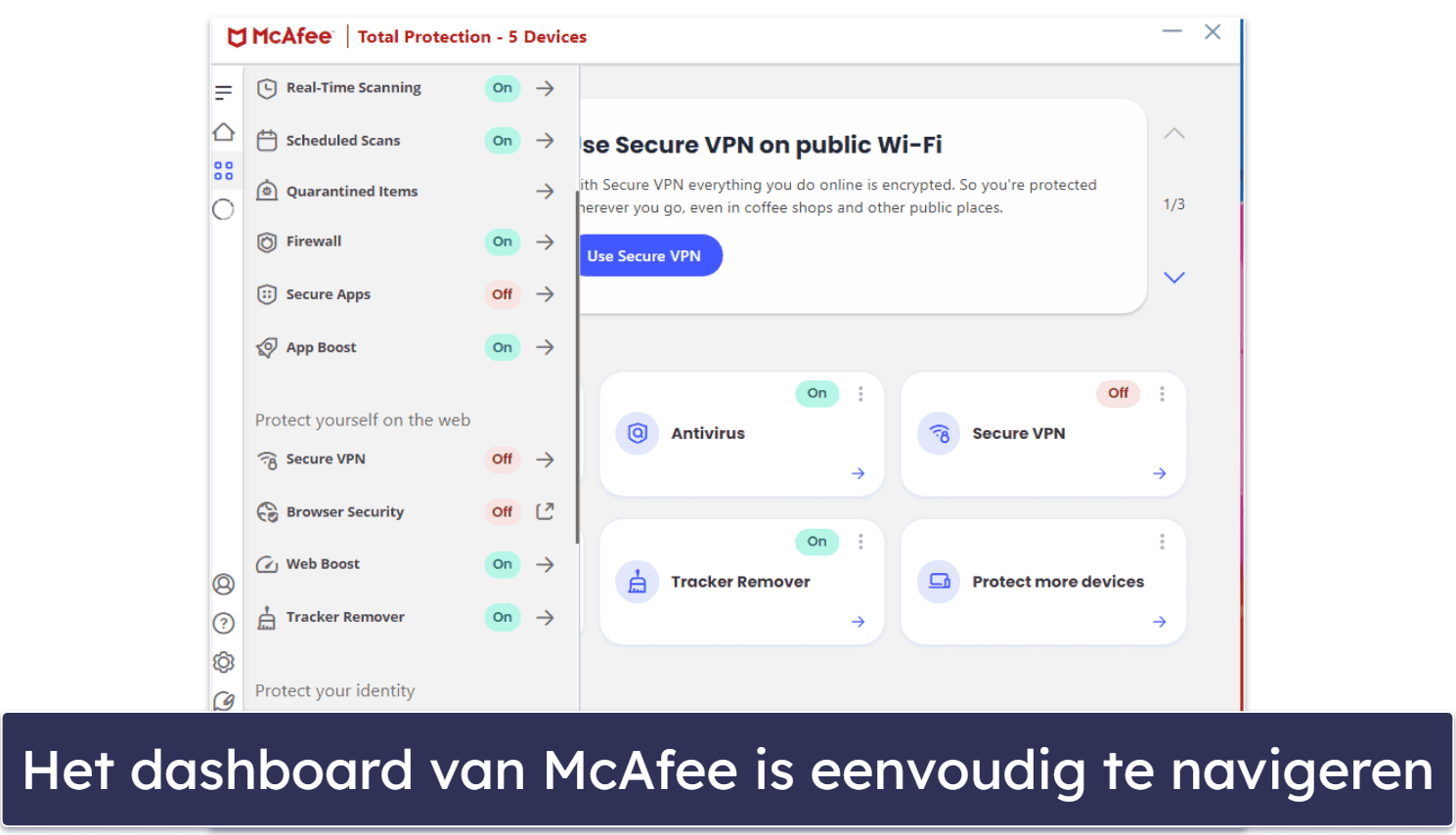 🥉3. McAfee — uitstekende webbescherming + geweldige VPN voor beginners