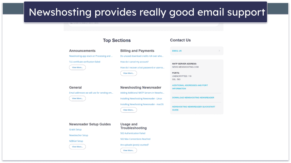 Newshosting Customer Support — Good Email Support, but the Online Guides Are Limited