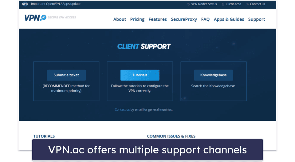 VPN.ac Customer Support — Pretty Good Overall