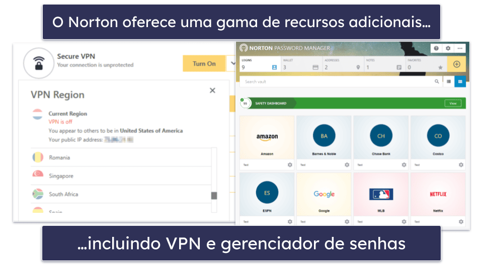 🥇1. Norton 360 — Melhor alternativa de antivírus ao Microsoft Windows Defender em 2026