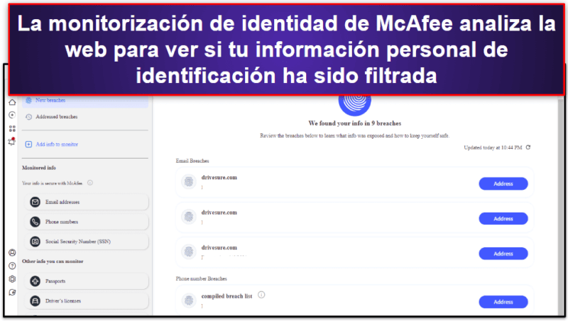 🥉3. McAfee: mejor protección web (con herramientas de limpieza de datos)