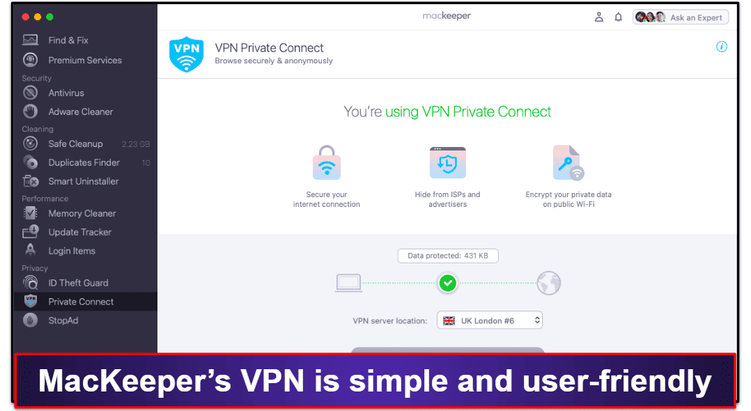 6. MacKeeper — Good Mac Antivirus With a Basic VPN