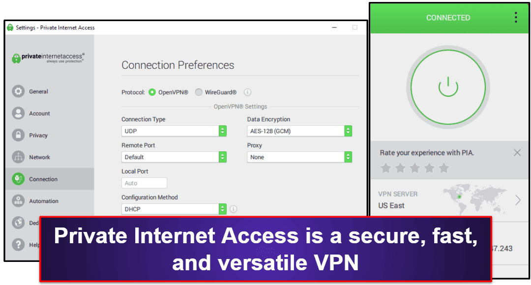🥇1. Private Internet Access — Top-Rated VPN With a User-Friendly Antivirus Add-On