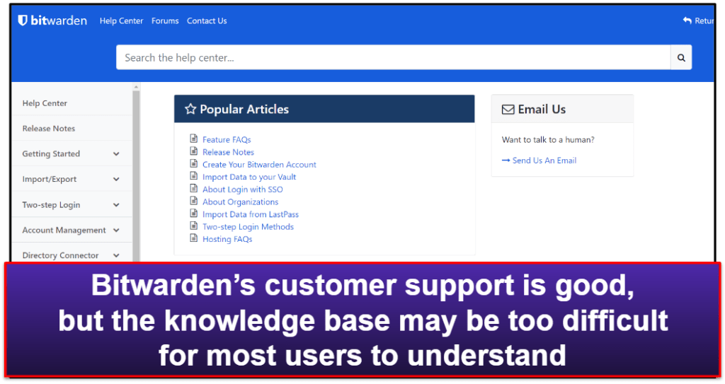 LastPass vs. Bitwarden: Customer Support