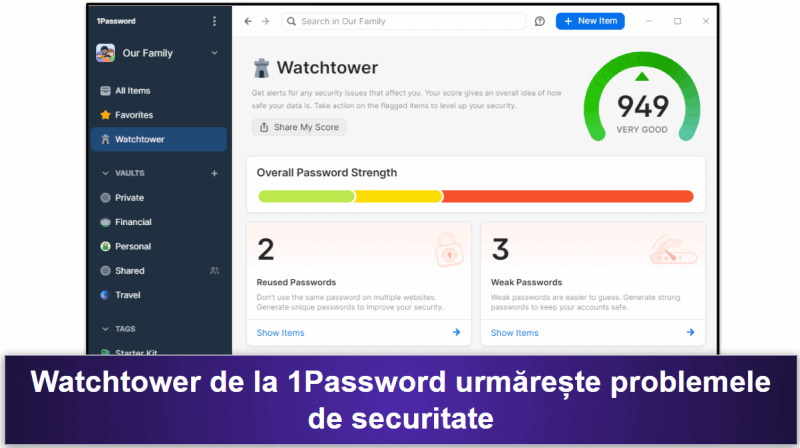 🥈2. 1Password —Bogat în funcții și excelent pentru familii (dar nu este gratuit)