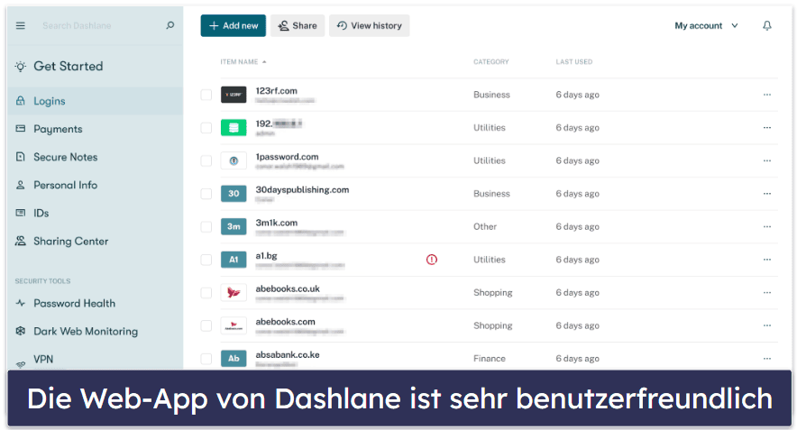 🥇1. Dashlane – bester kostenloser Passwort-Manager 2026