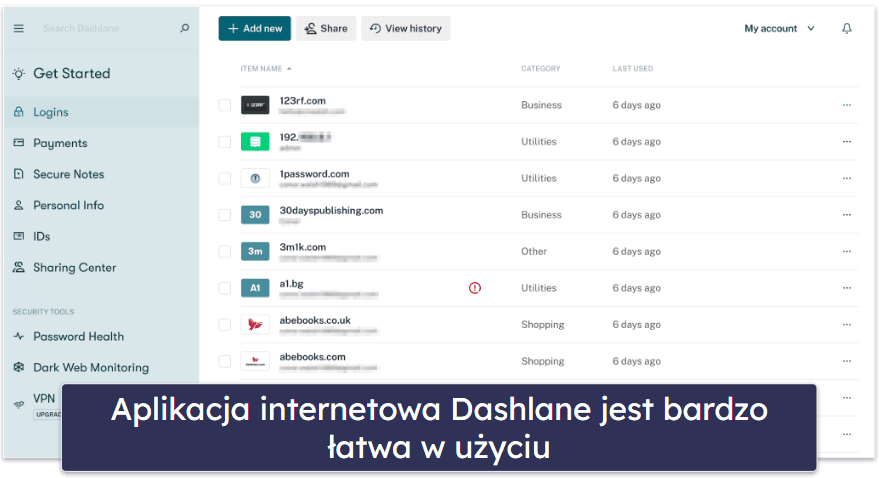 🥇1. Dashlane — Najlepszy ogólnie, darmowy menedżer haseł w 2026