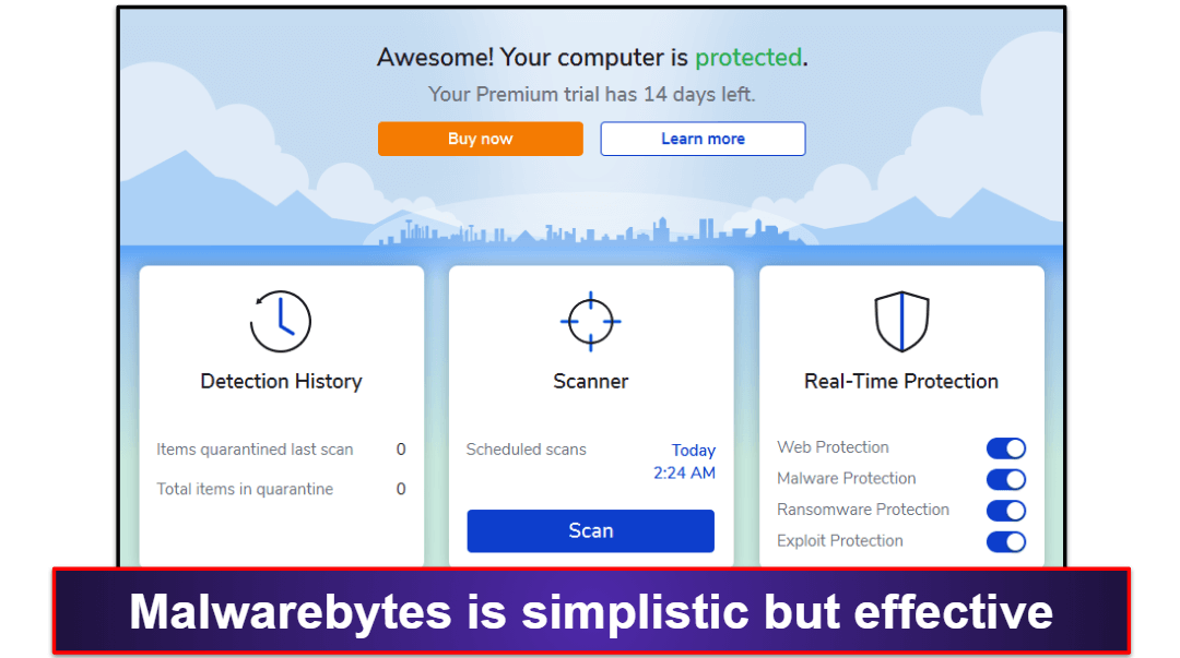8. Malwarebytes Premium — Simple Security With a Good Antivirus Engine