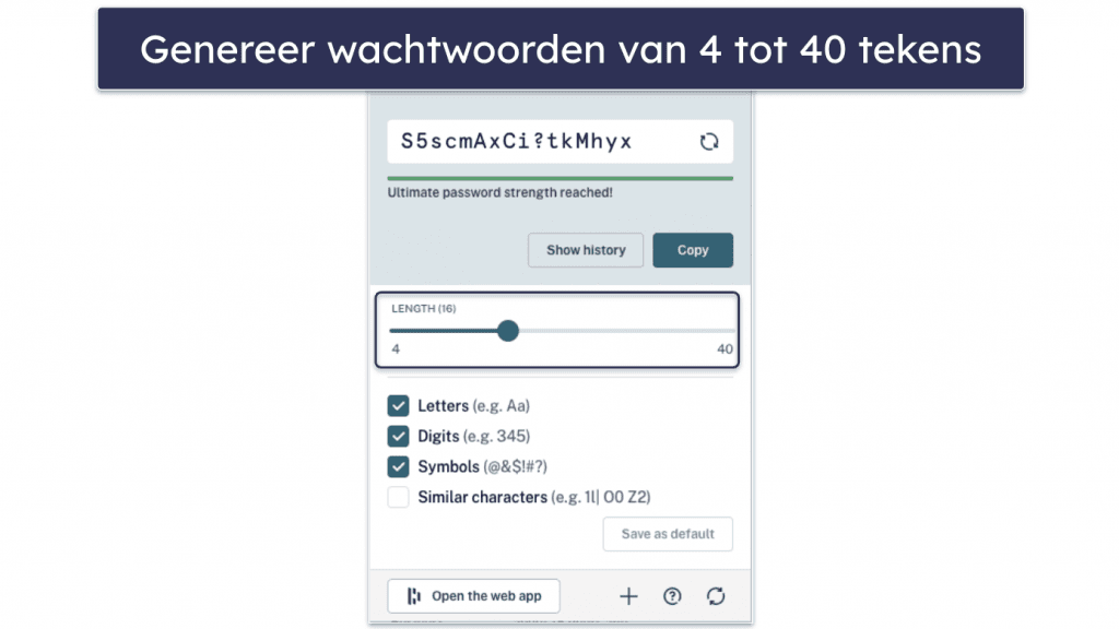 Dashlane password generator screenshot