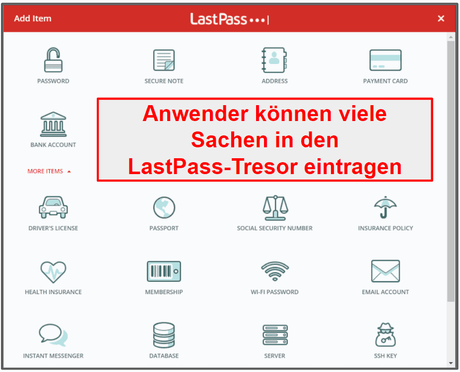 Sicherheitsfunktionen von LastPass