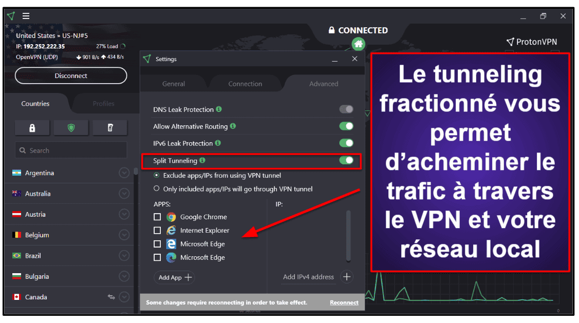 Fonctionnalités de Proton VPN