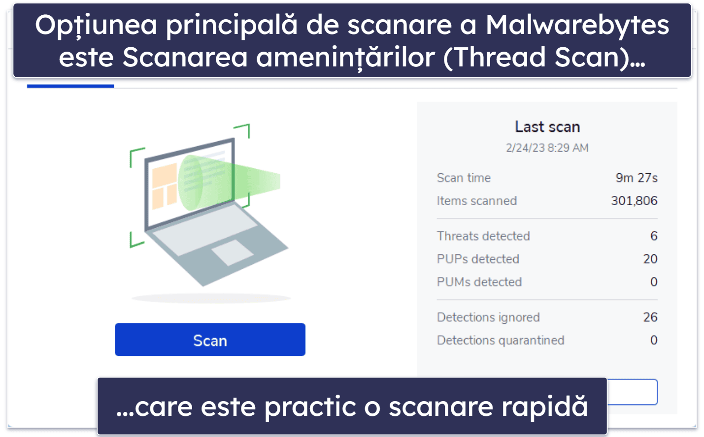 8. Malwarebytes Free — Scanner antivirus minimalist