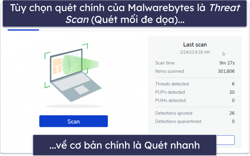 8. Malwarebytes Free — Trình quét virus tối giản