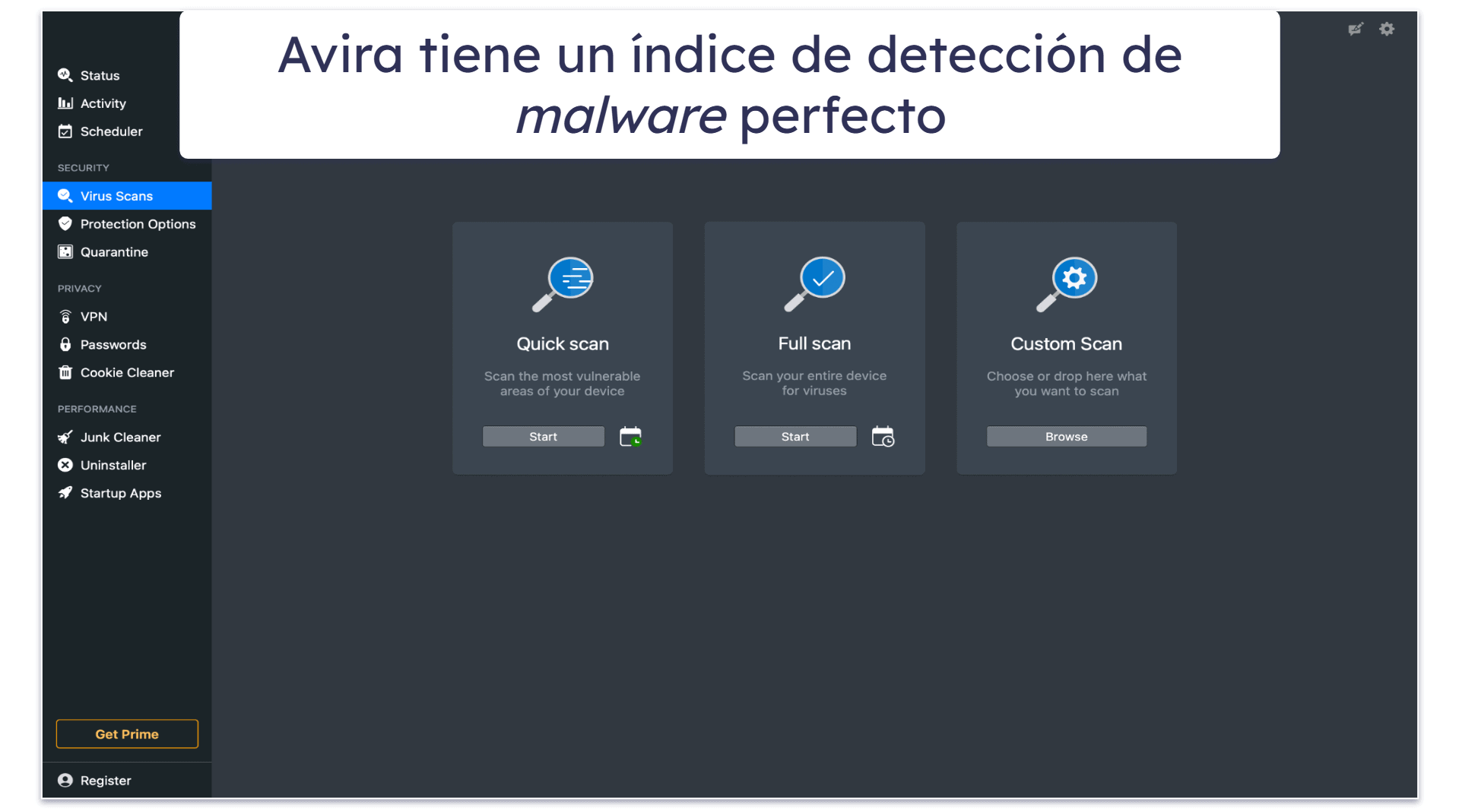 5. Avira Free Security para Mac: Ofrece un análisis antivirus avanzado y extras gratuitos decentes