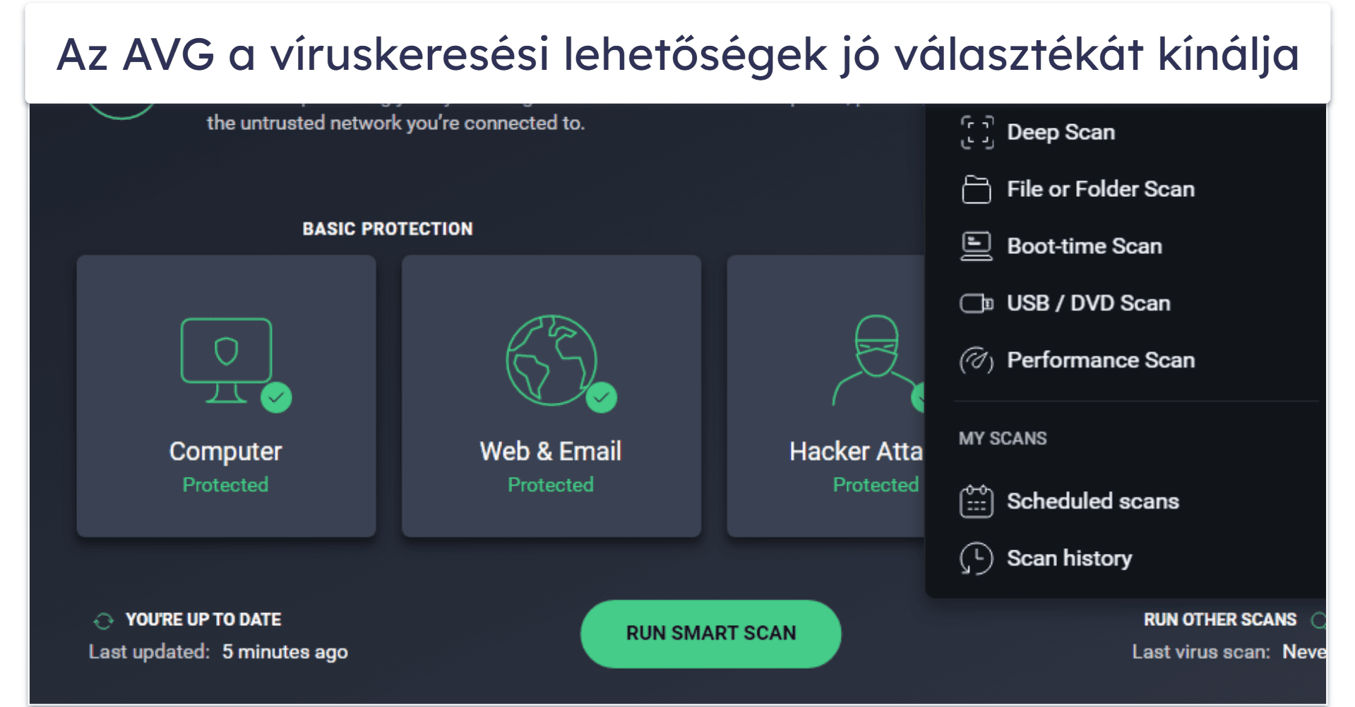 8. AVG AntiVirus Free — Korrekt malware-ellenes keresőmotor, fájlvédelmi megoldásokkal