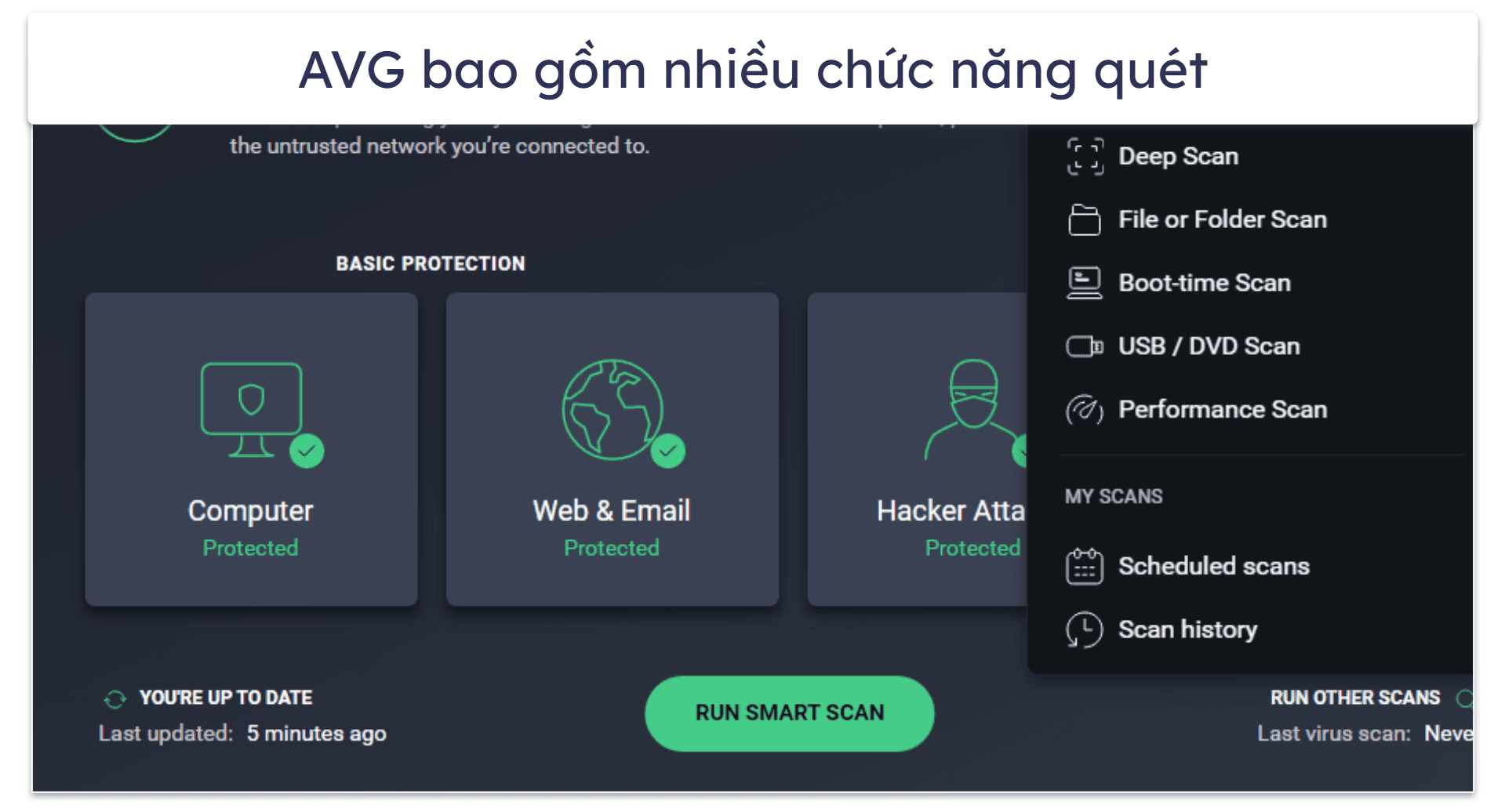 8. AVG AntiVirus Free — Trình quét phần mềm độc hại chắc chắn cùng các tính năng bảo vệ tệp