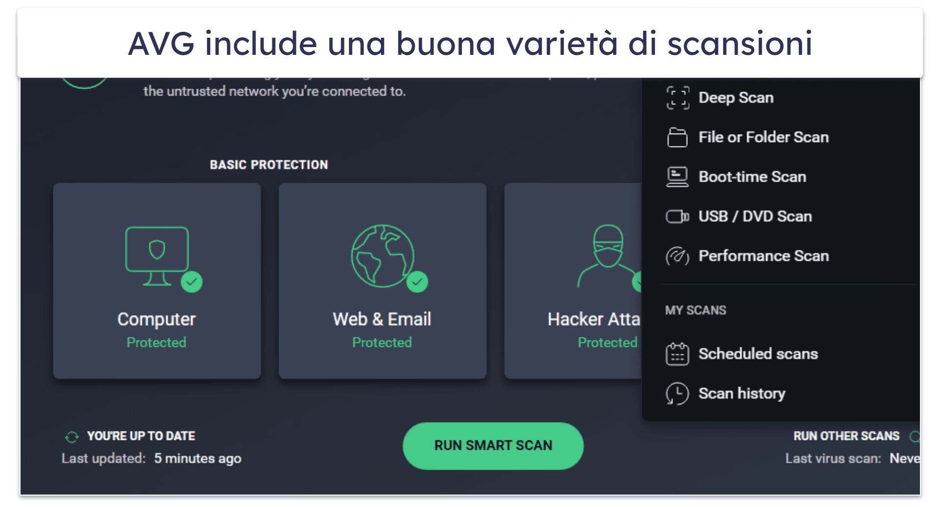 8. AVG AntiVirus Free – Robusto sistema di scansione anti-malware e protezioni per i file