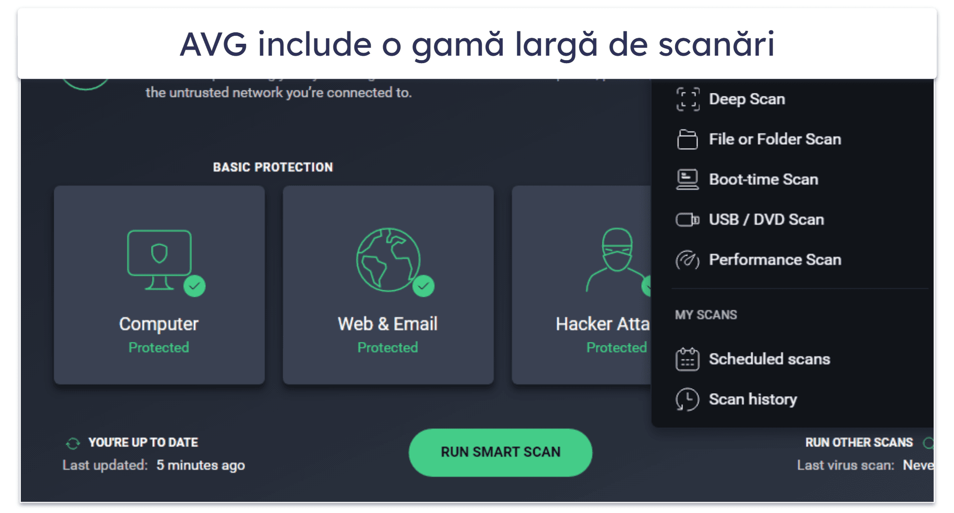 8. AVG AntiVirus Free — Scanner de malware fiabil cu protecție pentru fișiere