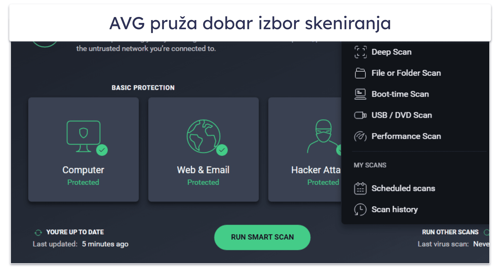 8. AVG AntiVirus Free — Pouzdan skener za zlonamerne softvere sa zaštitom fajlova
