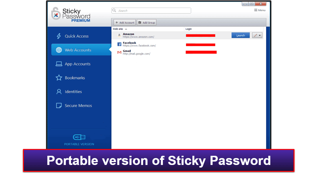 7. Sticky Password — High Browser Compatibility + Portable USB Version