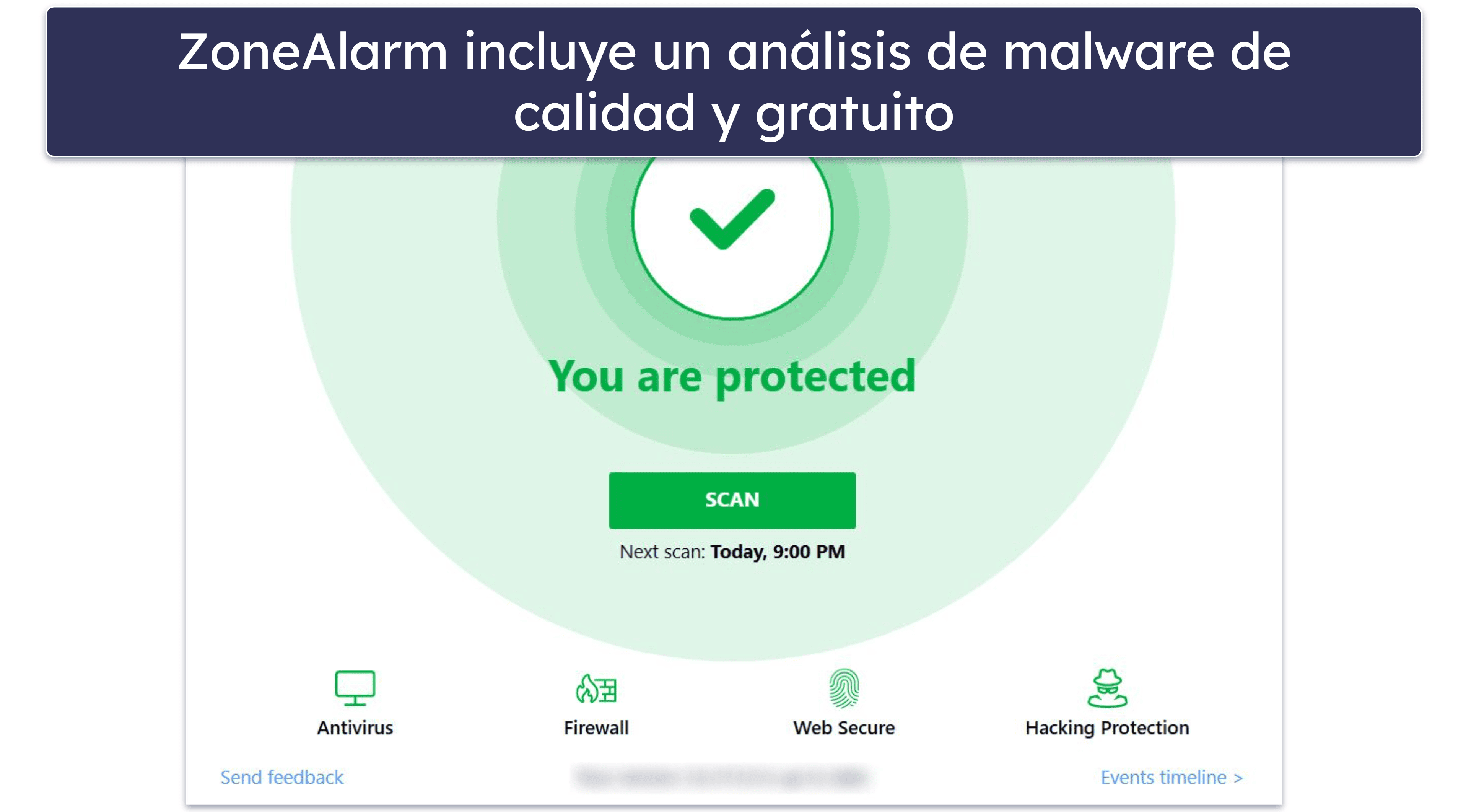 9. ZoneAlarm: lncluye un análisis de malware eficaz y un cortafuegos gratuito