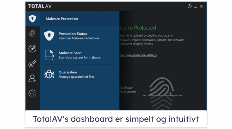 4. TotalAV Free Antivirus – Mest intuitive gratis antivirusprogram