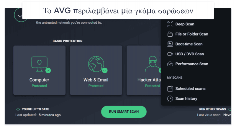 9. AVG AntiVirus Free — Αξιόπιστη μηχανή σάρωσης κακόβουλου λογισμικού με προστασία αρχείων